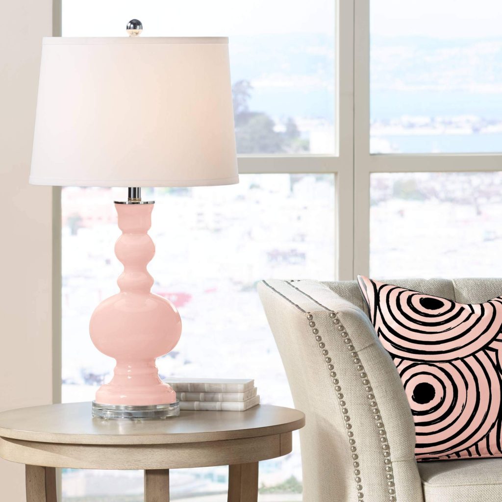 Pink table lamp with furniture in your home can create a visually appealing and cohesive decor scheme that reflects your personal