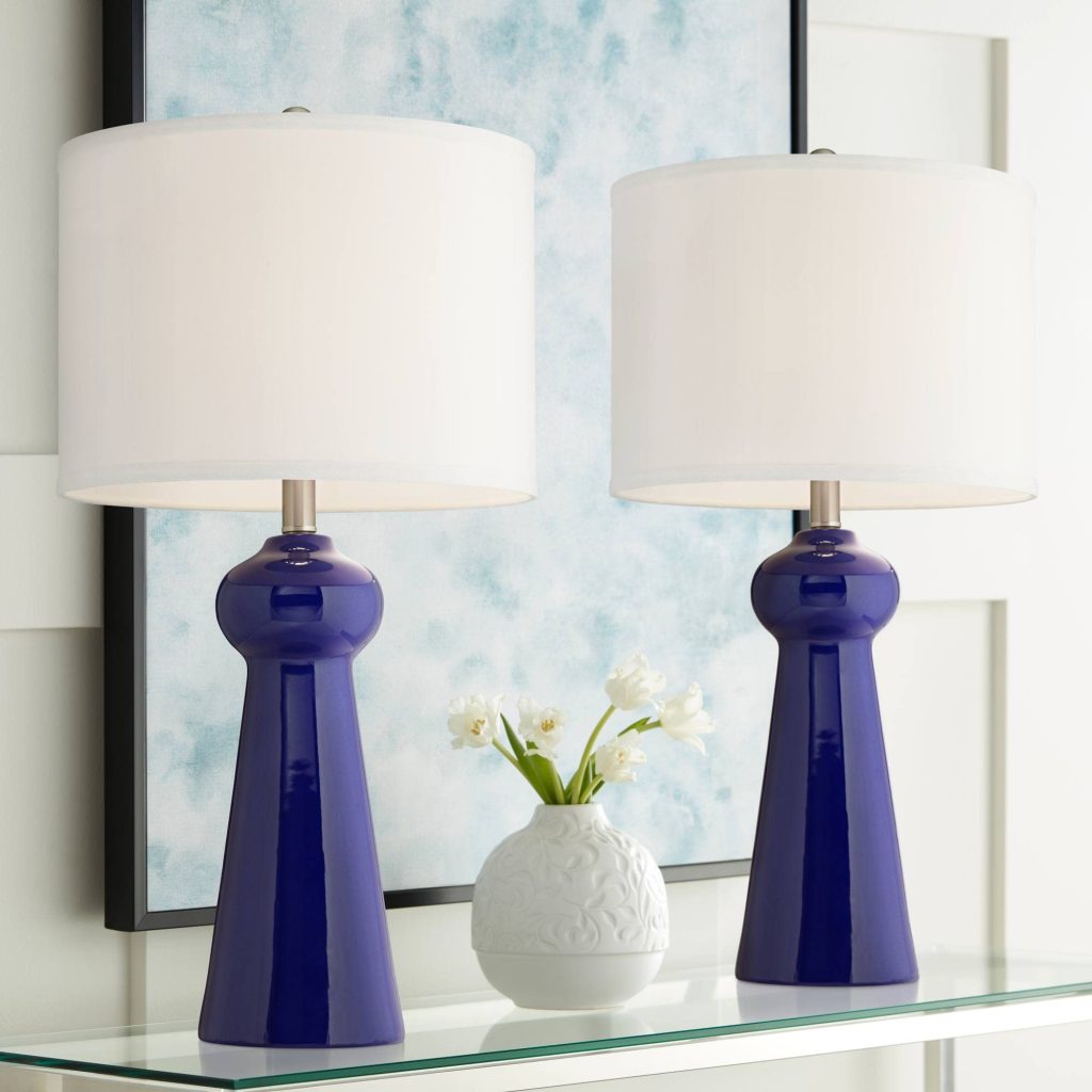 Blue ceramic table lamp