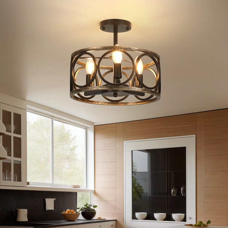 Black semi flush ceiling light