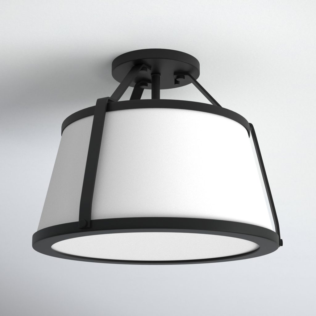 Black semi flush ceiling light