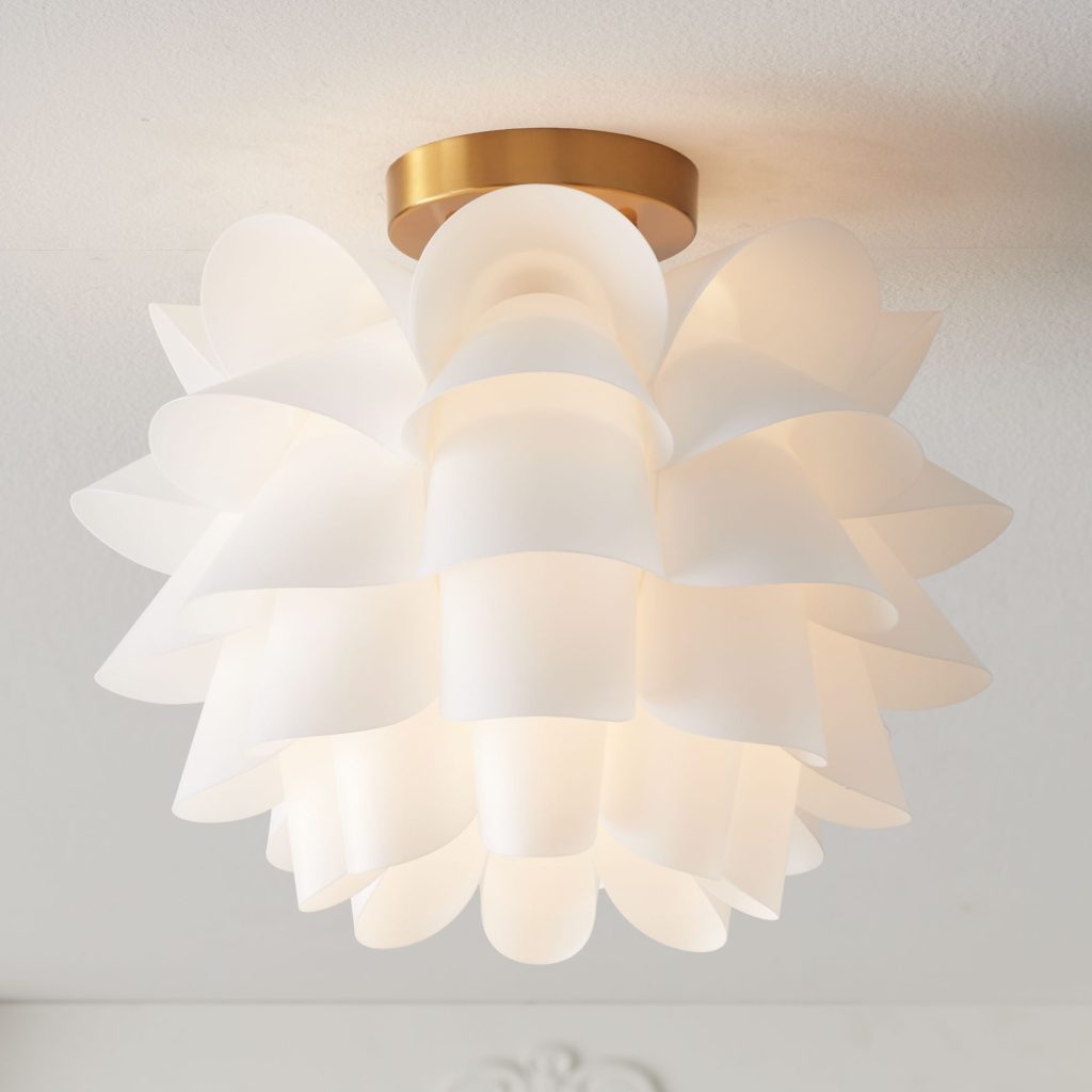 White semi flush mount ceiling light